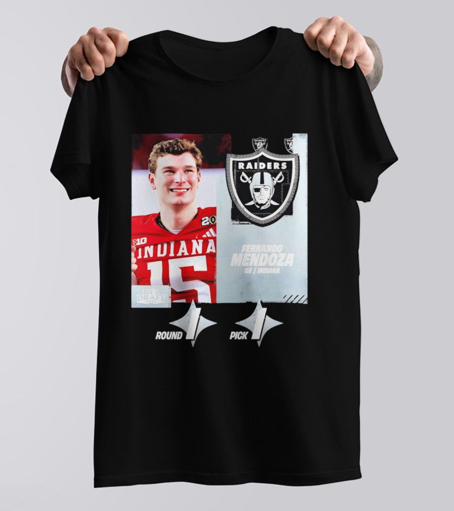 Fernando Mendoza QB Indiana Las Vegas Raiders Round 1 Pick 1 NFL Draft 2026 T-Shirt
