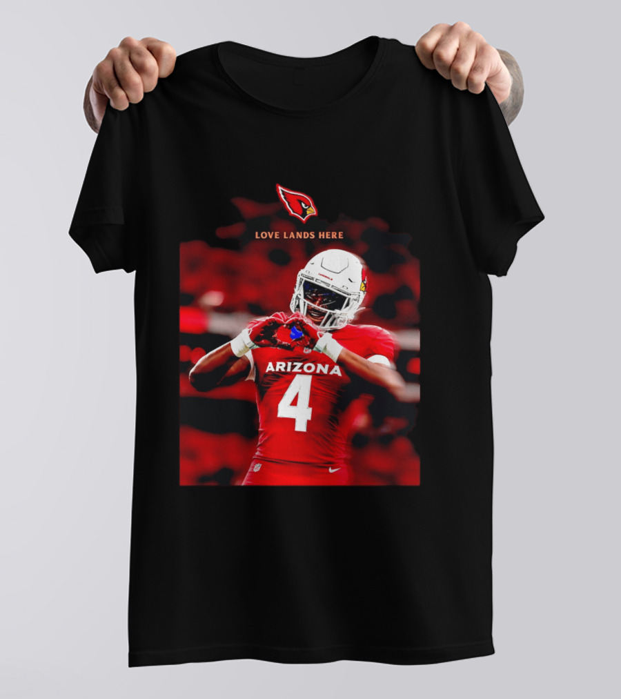 Love Lands Here Arizona Cardinals Football Player Number 4 T-Shirt