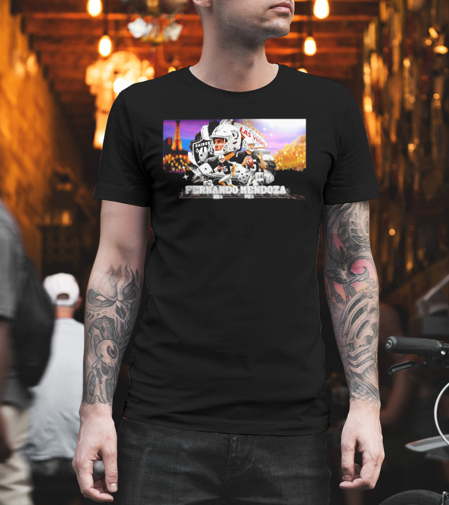 Fernando Mendoza Raiders Las Vegas Lights Casino Dice Football Draft T-Shirt