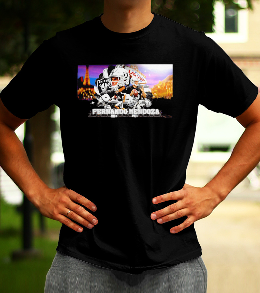 Fernando Mendoza Raiders Las Vegas Lights Casino Dice Football Draft T-Shirt