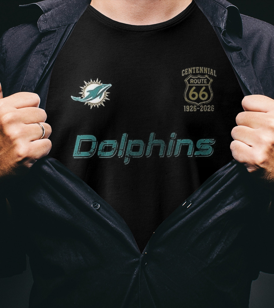 Miami Dolphins Route 66 100th Anniversary Centennial T-Shirt