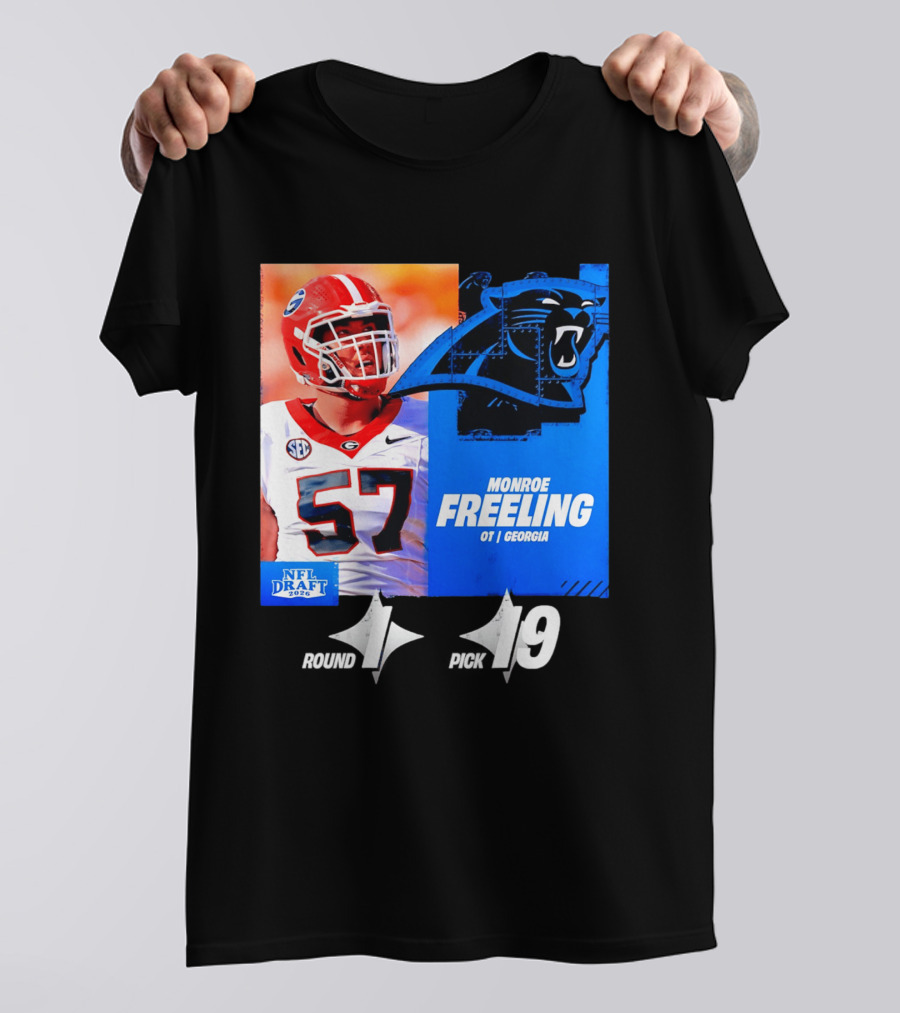 Monroe Freeling Georgia OT Round 1 Pick 19 Carolina Panthers 2026 NFL Draft T-Shirt