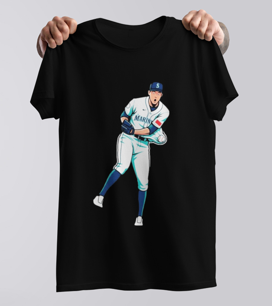 Mariners Gogan Gilbert Baseball Pitcher Action Scene T-Shirt