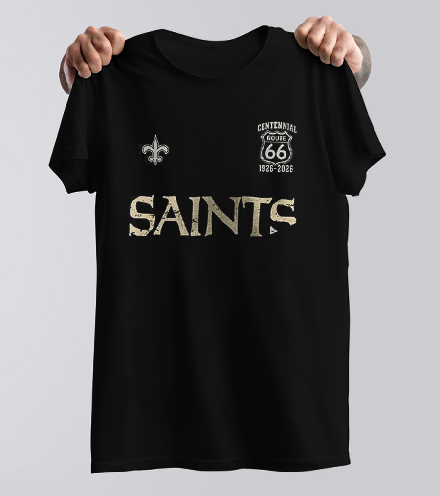 New Orleans Saints Route 66 Centennial 100th Anniversary Fleur De Lis T-Shirt