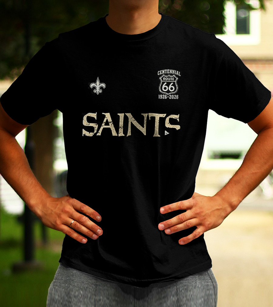 New Orleans Saints Route 66 Centennial 100th Anniversary Fleur De Lis T-Shirt