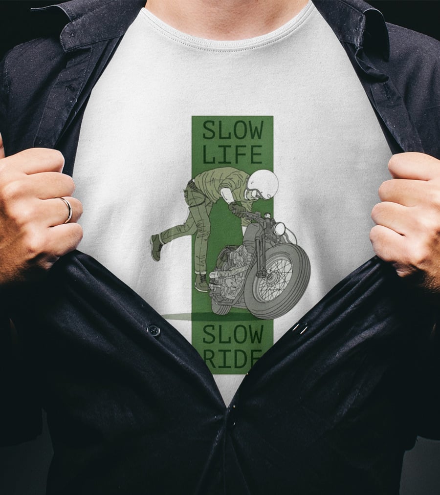 Biker Slow Life Slow Ride Motorcycle Adventure T-Shirt