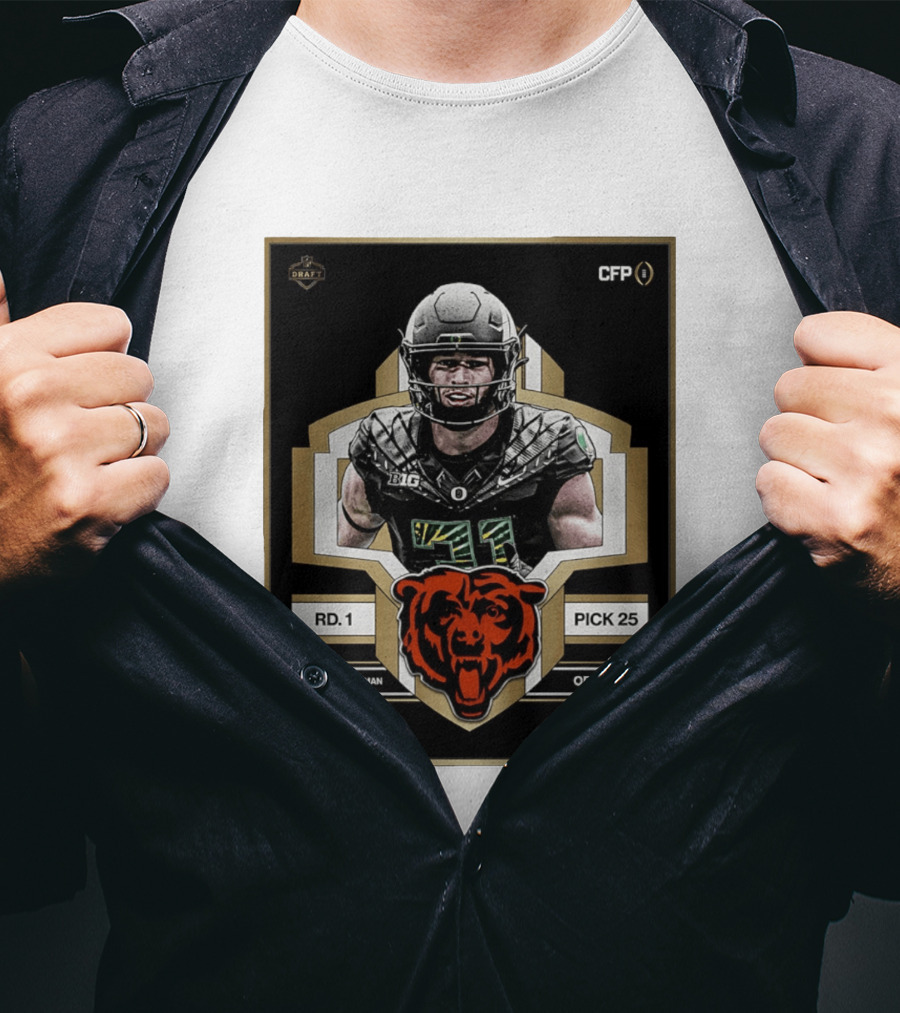 Dillon Thieneman RD 1 Pick 25 Oregon Chicago Bears 2026 Draft CFP T-Shirt