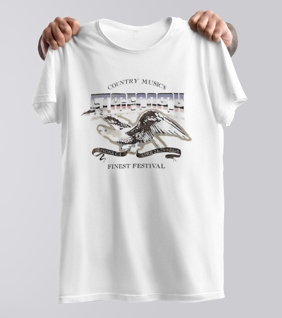 Country Music Stagecoach 2026 Festival X Daydreamer Indio California April 24 26 Desert Chrome Gold Eagle T-Shirt