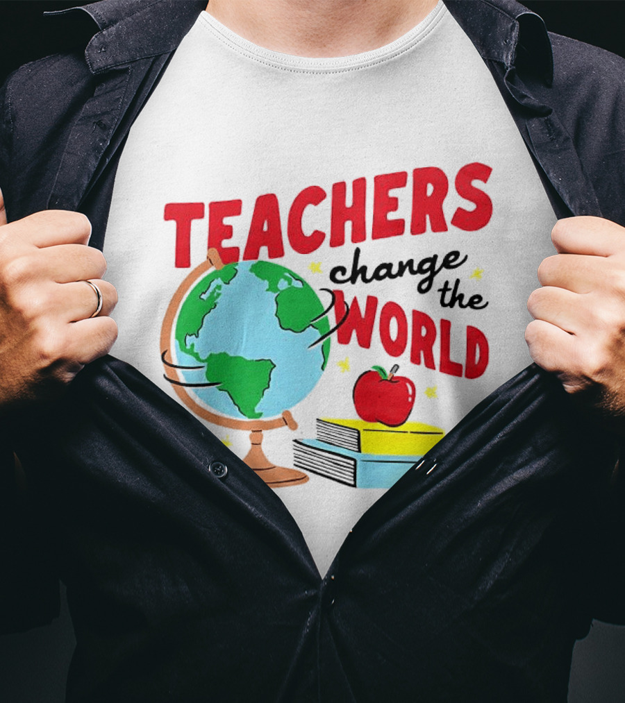 Teachers Change The World Globe Book Apple T-Shirt