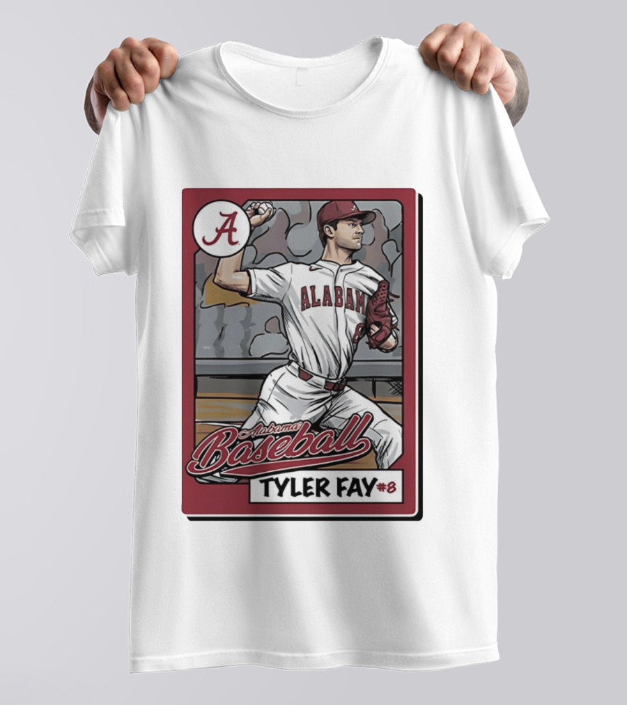 Alabama Crimson Tide Baseball Tyler Fay #8 Cartoon Card T-Shirt