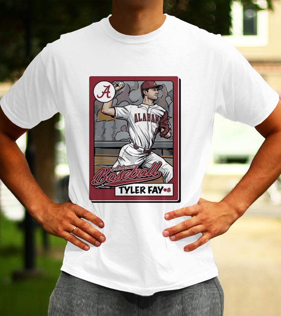 Alabama Crimson Tide Baseball Tyler Fay #8 Cartoon Card T-Shirt