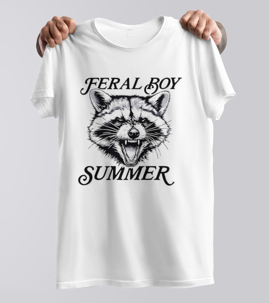 Feral Boy Summer Raccoon Big Head Grumpy T-Shirt