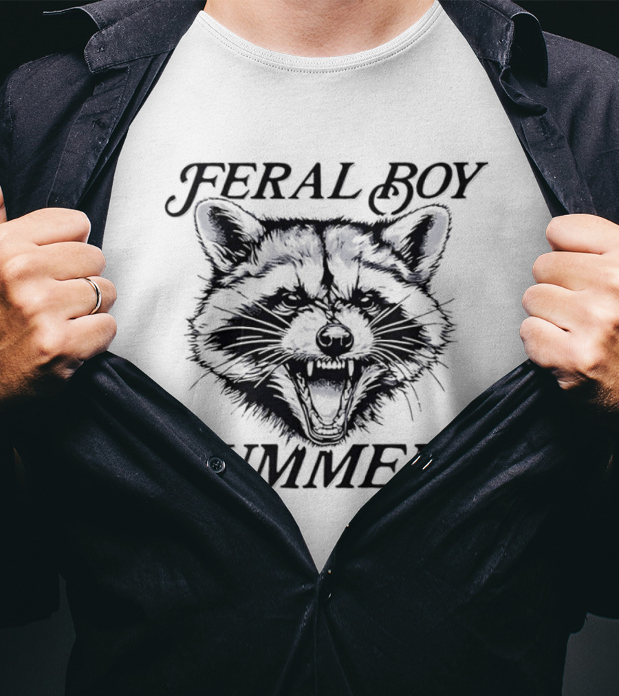 Feral Boy Summer Raccoon Big Head Grumpy T-Shirt