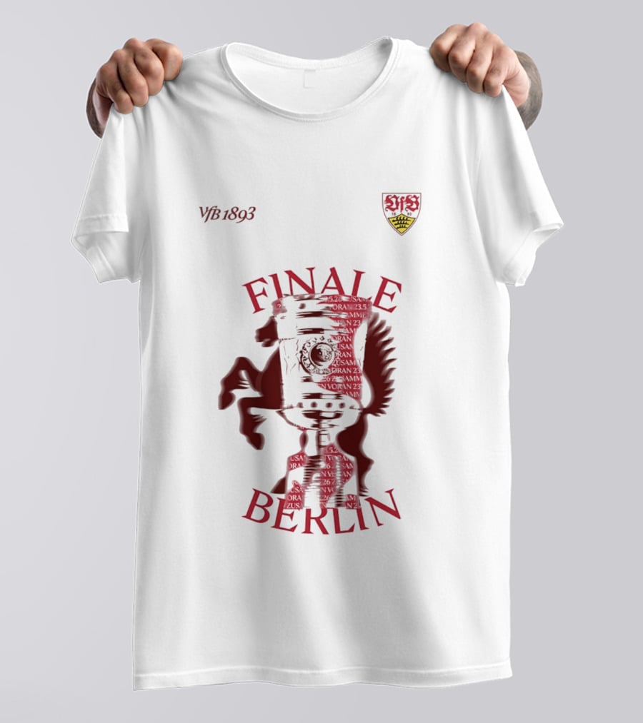 VfB 1893 Finale Berlin 2026 DFB Pokal Final Iconic Team Crest Featuring Red Trophy And Horse T-Shirt