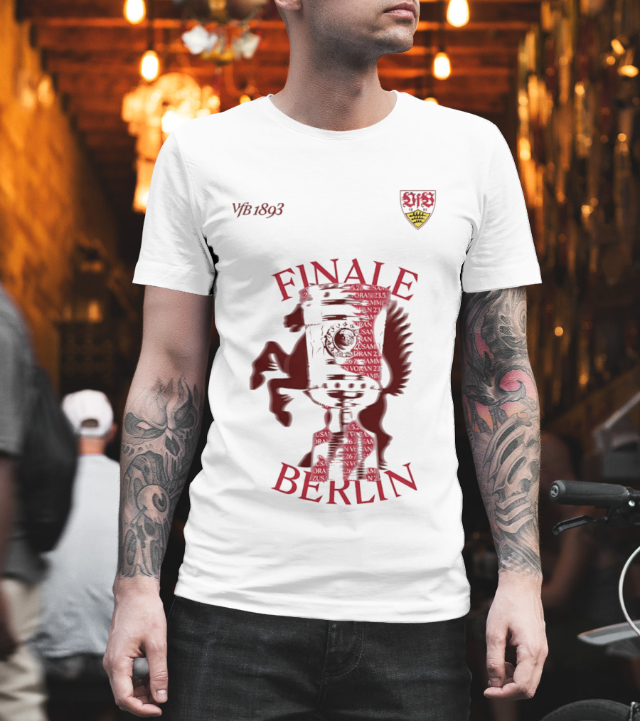 VfB 1893 Finale Berlin 2026 DFB Pokal Final Iconic Team Crest Featuring Red Trophy And Horse T-Shirt