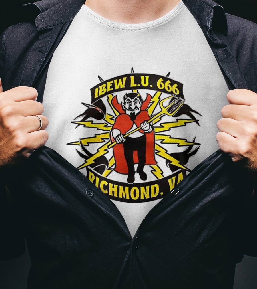 IBEW LU 666 Richmond VA Devil With Pitchfork And Lightning Bolts T-Shirt