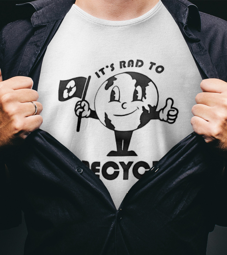 It's Rad To Recycle Earth Character With Flag And Thumbs Up T-Shirt