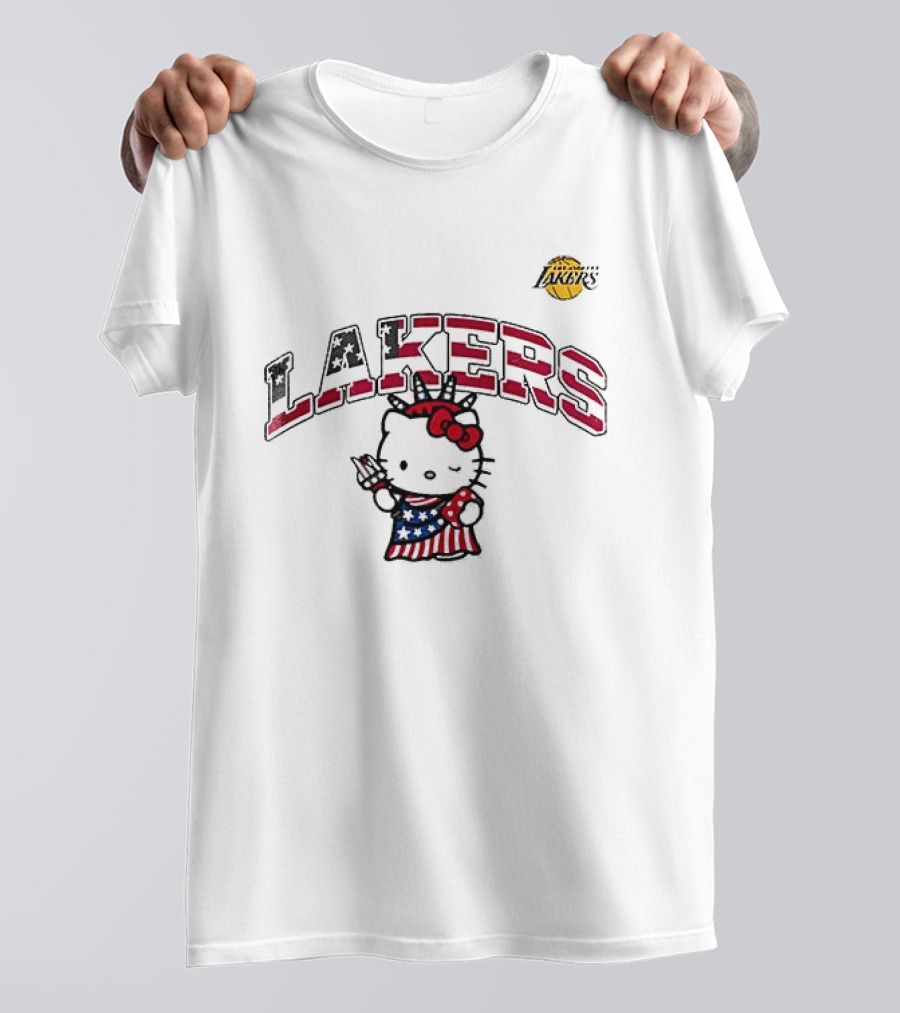 Los Angeles Lakers Hello Kitty Independence Day 1776 Celebration T-Shirt