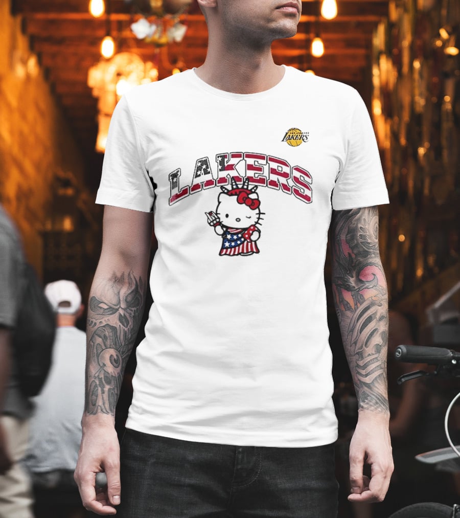Los Angeles Lakers Hello Kitty Independence Day 1776 Celebration T-Shirt
