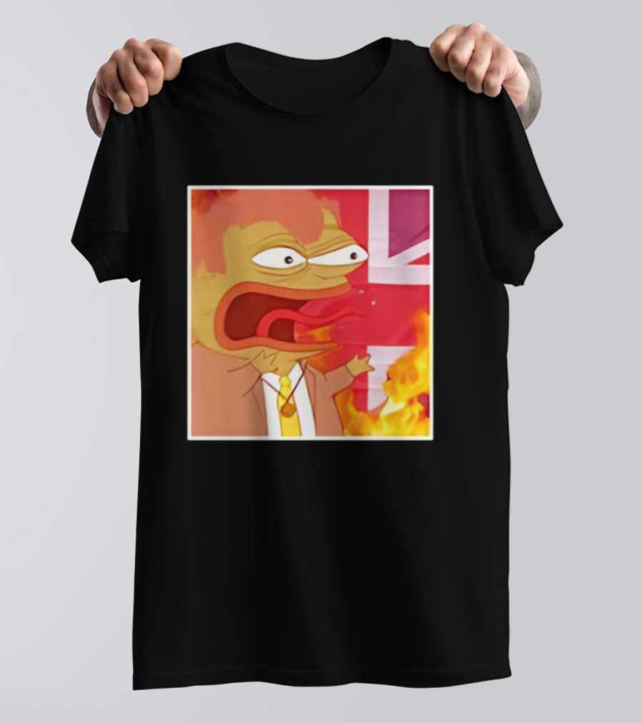 Frog Meme Flaming UK Flag Reaction T-Shirt