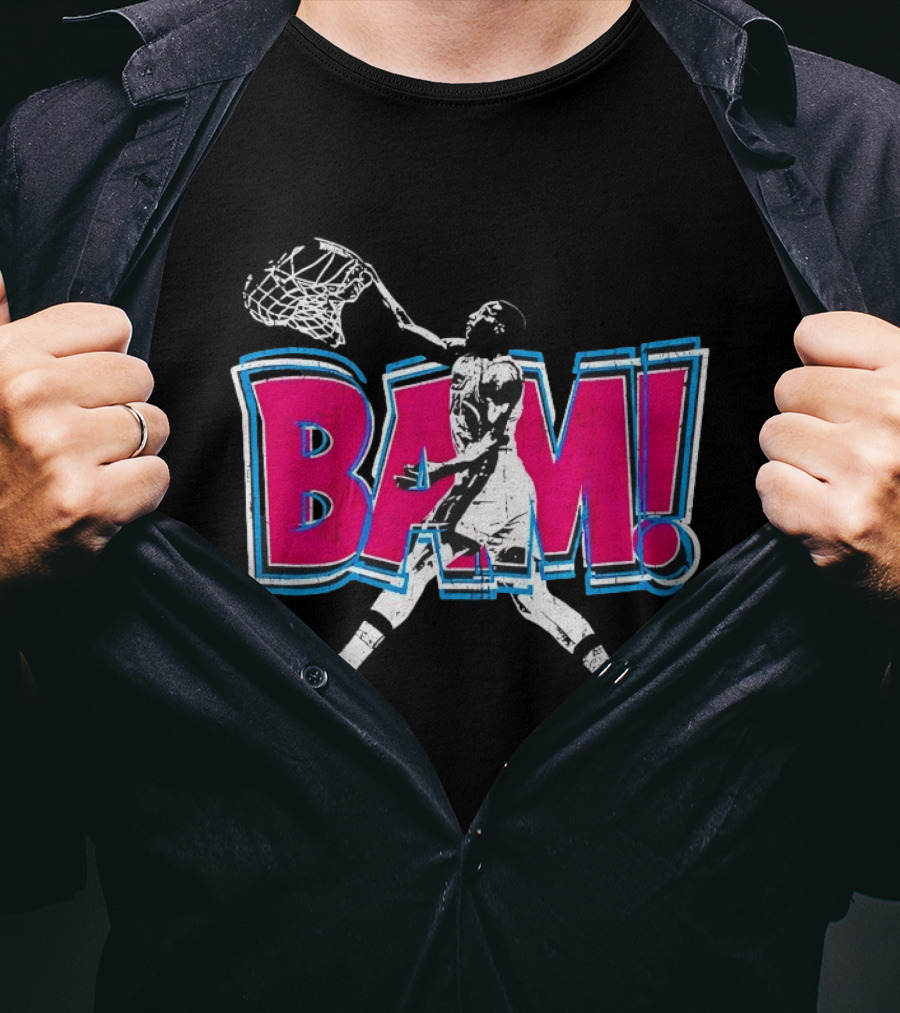 Bam Miami Heat Basketball Player Action Comic T-Shirt