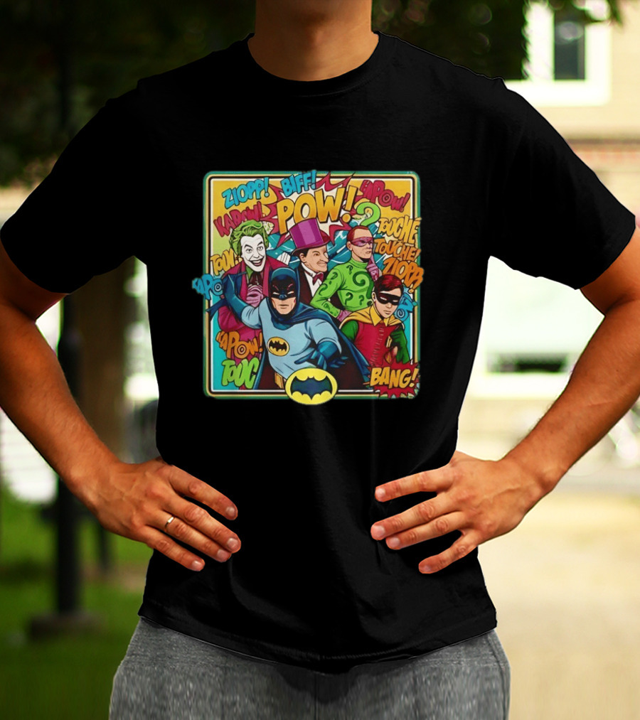Batman Holy 50 Years POW BANG Joker Riddler Robin Comic T-Shirt