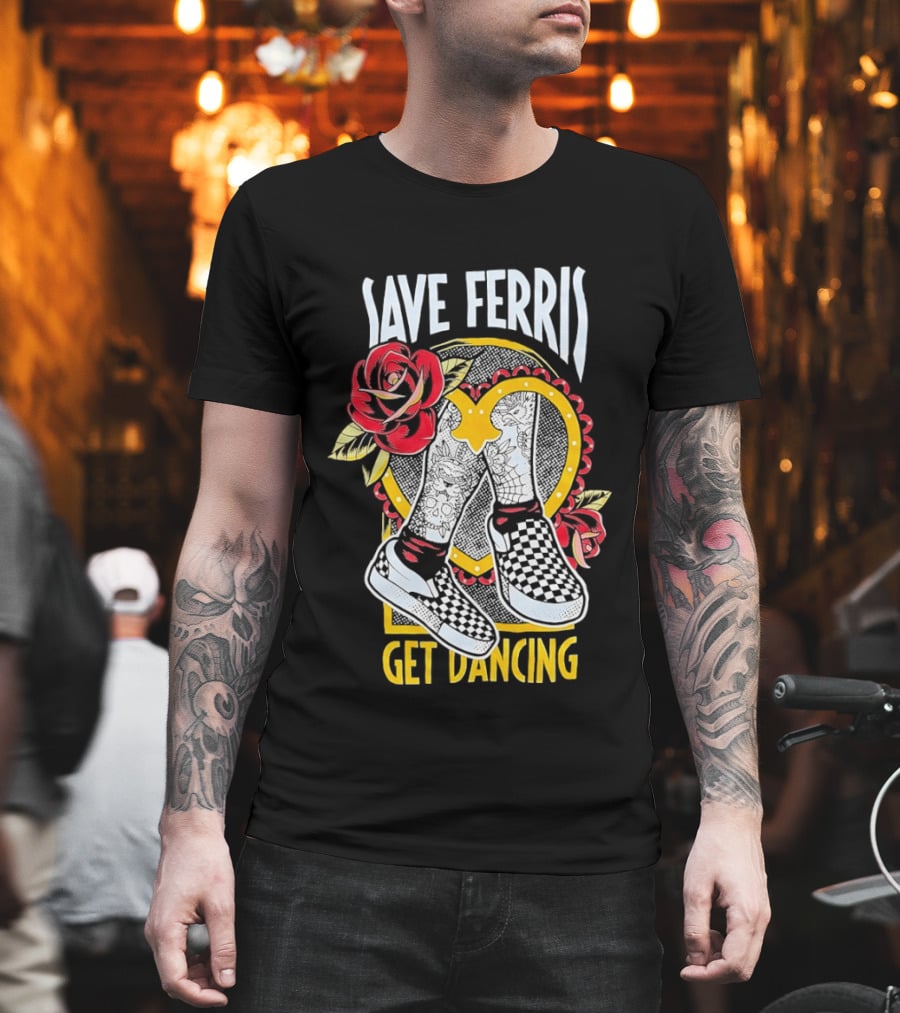 Save Ferris Get Dancing Checkered Shoes Rose T-Shirt