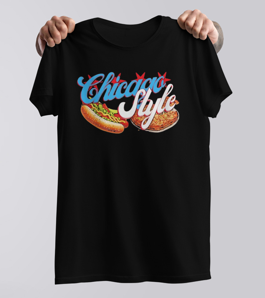 Chicago Style Hot Dog And Deep Dish Pizza T-Shirt