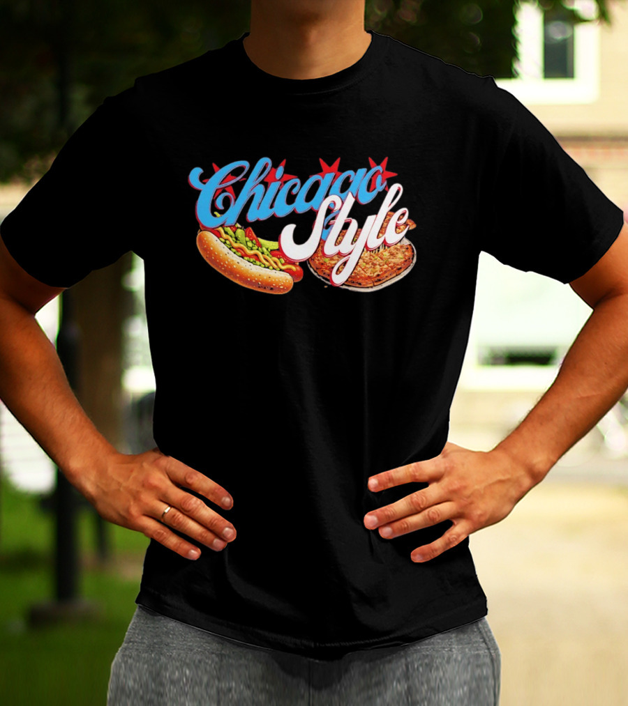 Chicago Style Hot Dog And Deep Dish Pizza T-Shirt