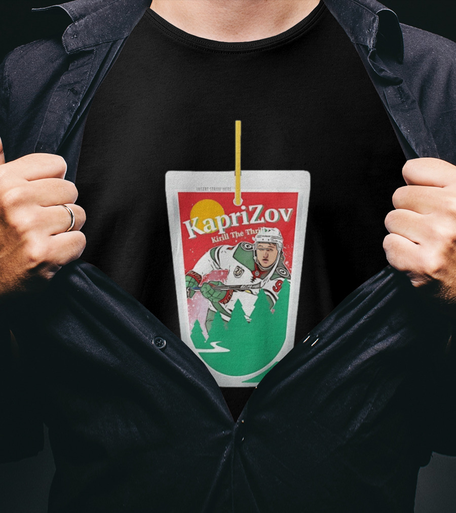 Kaprizov Kirill The Thrill Minnesota Wild Juice Box Hockey T-Shirt