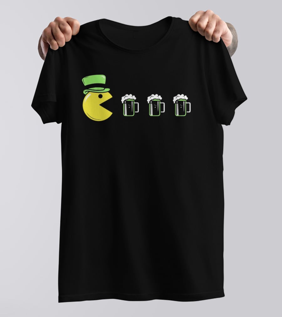 St Pacman's Day St Patrick's Day Beer And Classic Video Game Celebration T-Shirt