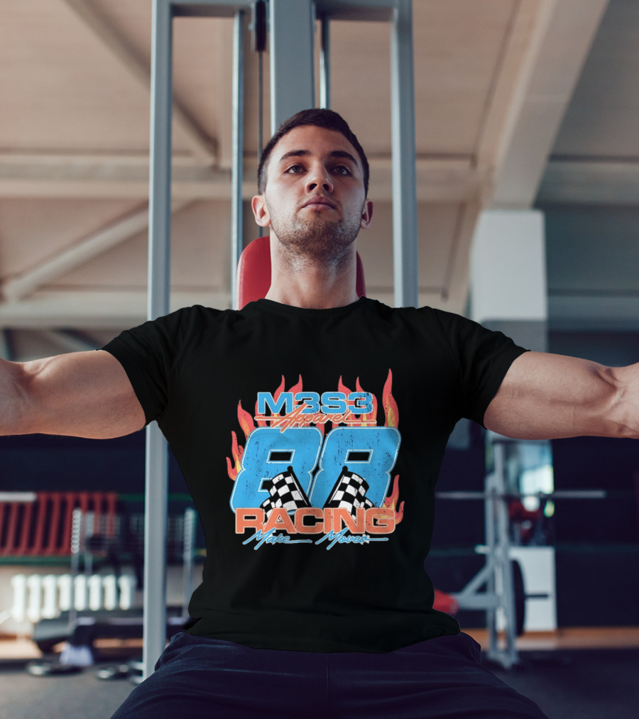 M3S3 Apparel 88 Racing Make Moves Racing Flames Checkered Flags T-Shirt