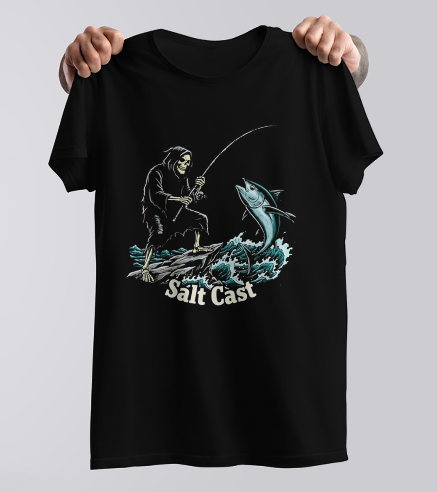 The Grim Reaper Fishing For Tuna On Sea Salt Cast T-Shirt