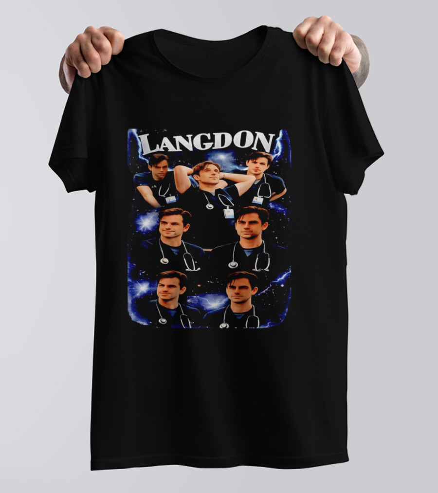 Langdon Medical Professional Blue Lightning Collage T-Shirt