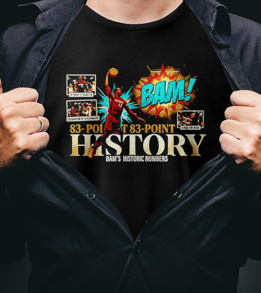 Miami Heat Bam Adebayo 83 Point History Bam's Historic Dunkers Comic T-Shirt