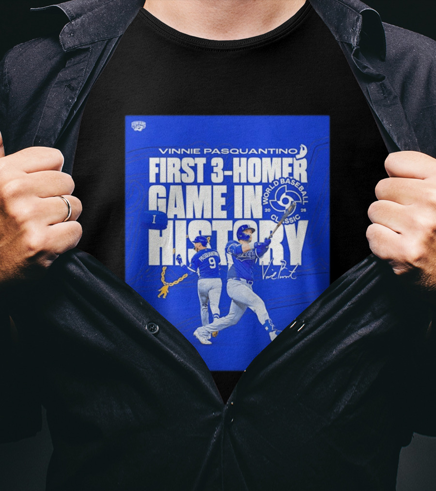 Vinnie Pasquantino First 3 Homer Game World Baseball Classic 2026 History T-Shirt