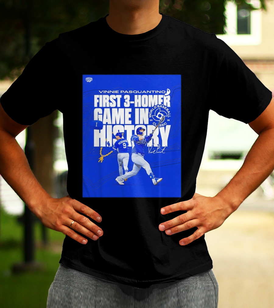 Vinnie Pasquantino First 3 Homer Game World Baseball Classic 2026 History T-Shirt