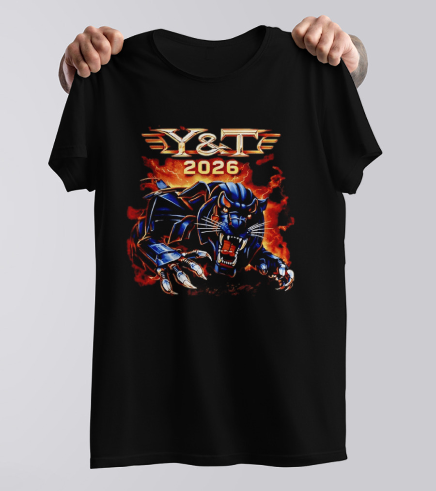 Y&T 2026 Black Tiger Roaring Fiery Beast T-Shirt