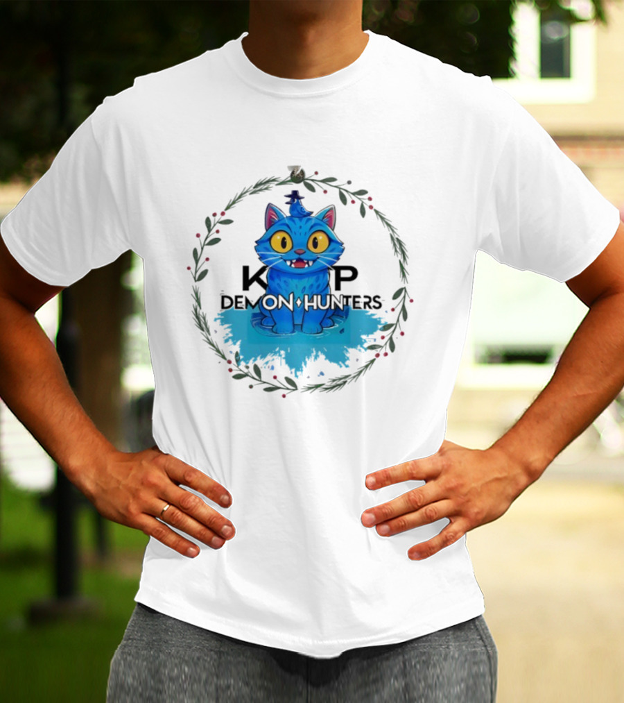K-pop Demon Hunter Derpy Christmas Ornament Cute Blue Cat T-Shirt