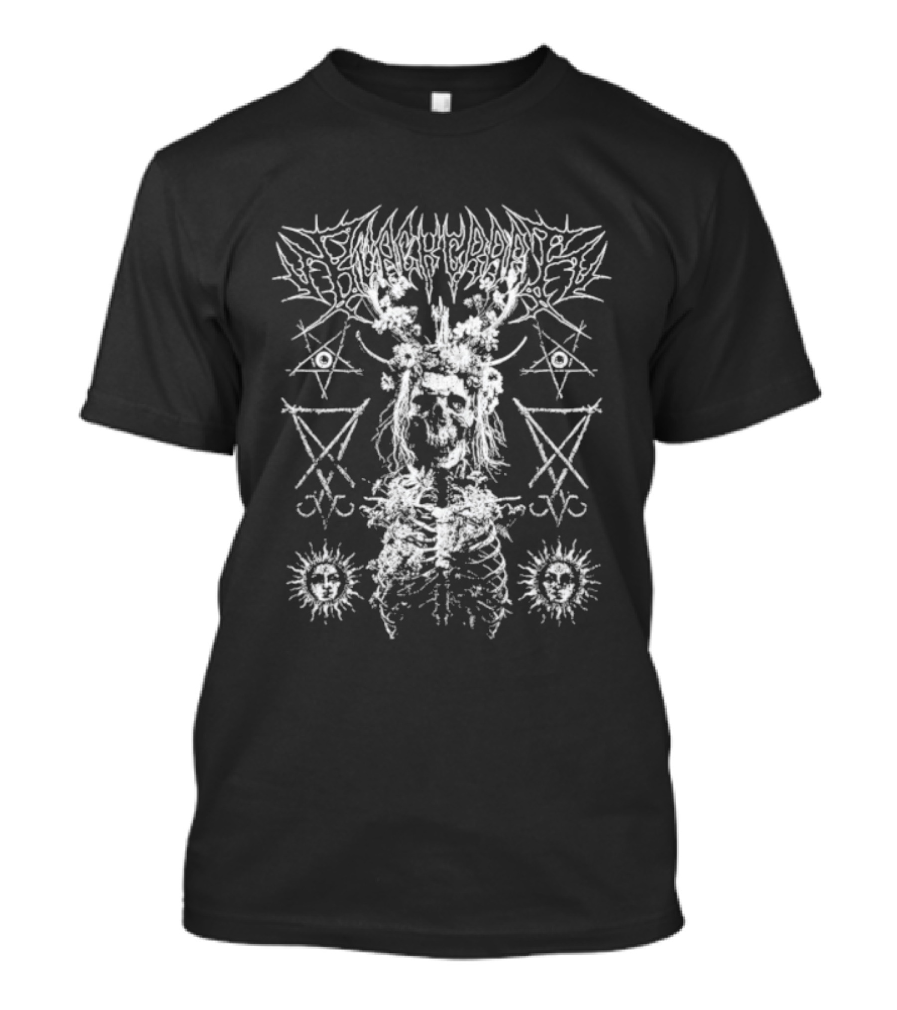 Blackcraft Cult Midsummer Blasphemy Occult Pentagram Symbols Skeleton Art T-Shirt