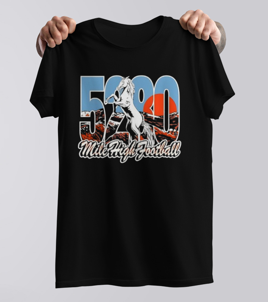 Mile High Football 5280 Horse Broncos Theme T-Shirt