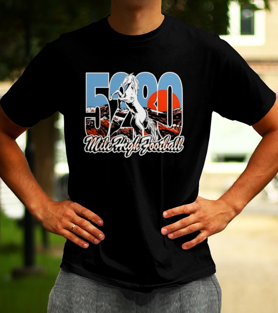 Mile High Football 5280 Horse Broncos Theme T-Shirt