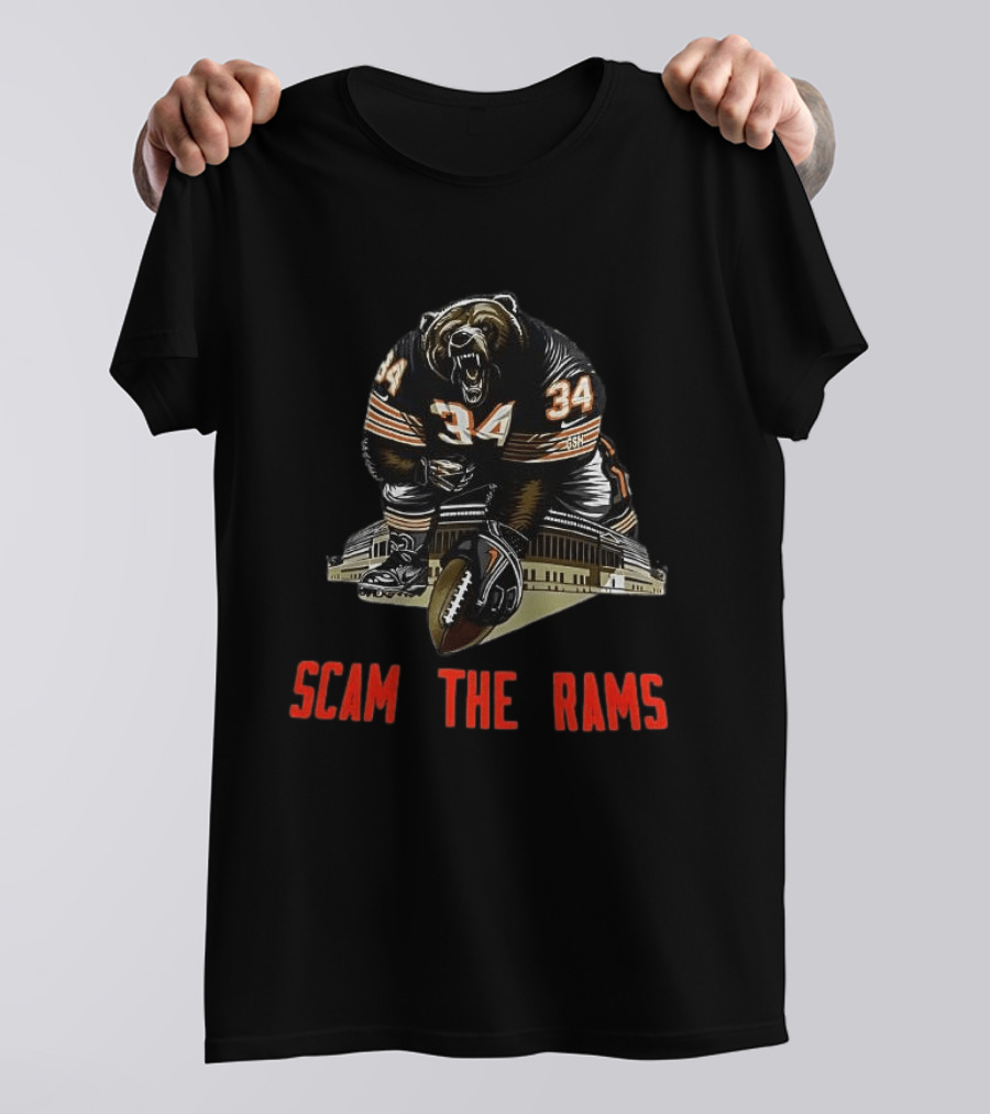 Chicago Bears 34 Scam The Rams Gridiron Showdown T-Shirt