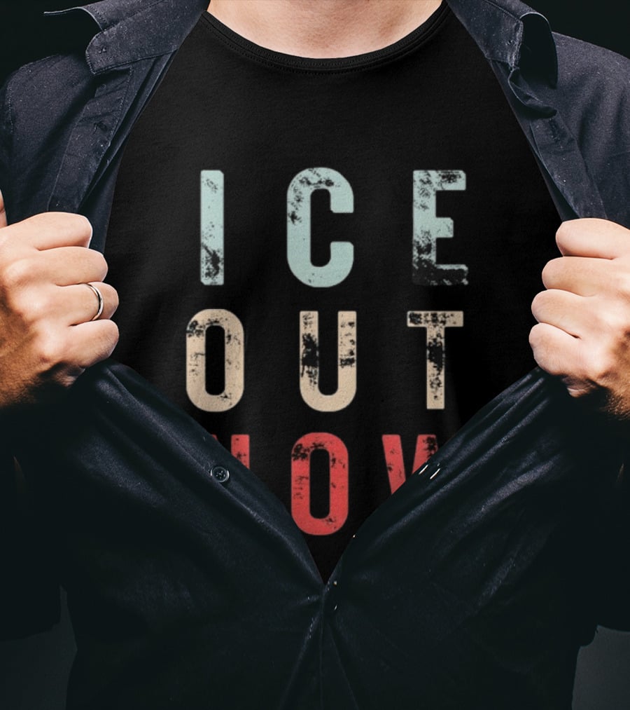 ICE Out Now Distressed T-Shirt