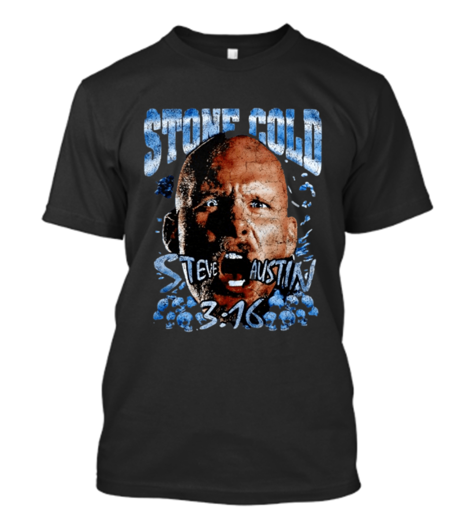 Stone Cold Steve Austin 3 16 Ice Blue Cracked Effect T-Shirt