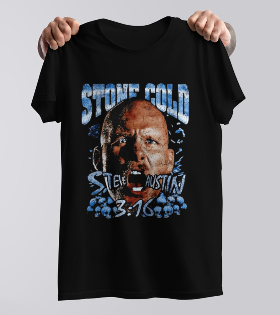 Stone Cold Steve Austin 3 16 Ice Blue Cracked Effect T-Shirt