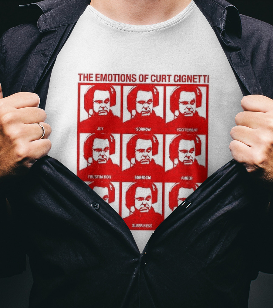 Indiana Hoosiers The Emotions Of Curt Cignetti Angry Serious Sad Confused Joy Excited Anxious Proud Sleepy Shocked T-Shirt