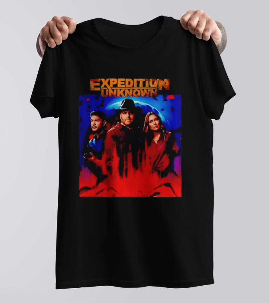Expedition Unknown Cast In Bold Red And Blue Adventure T-Shirt