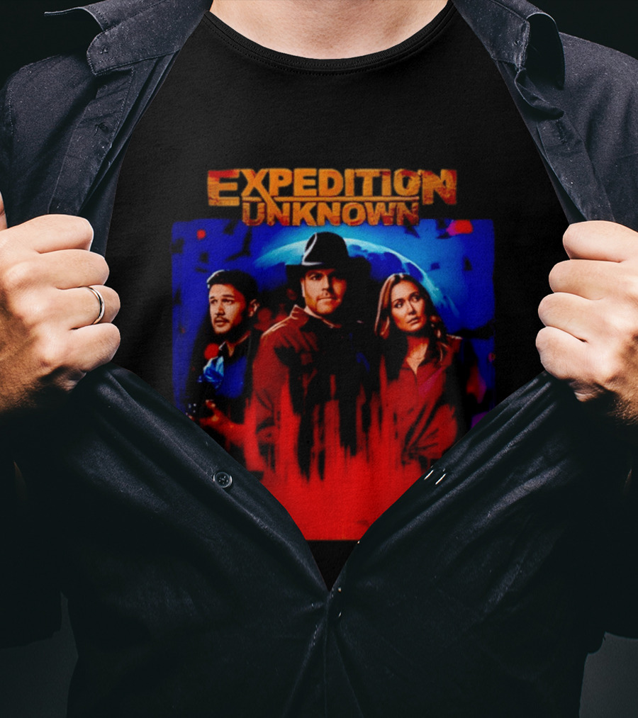 Expedition Unknown Cast In Bold Red And Blue Adventure T-Shirt