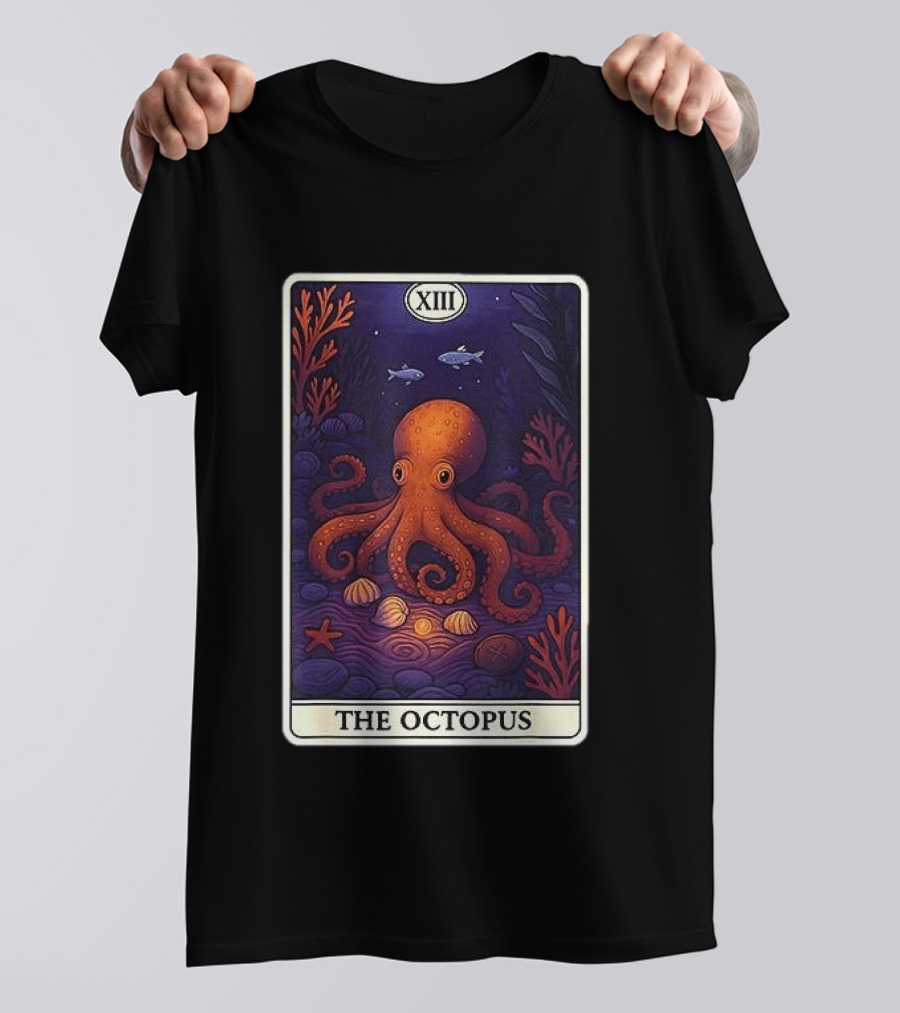 Octopus Tarot Card XIII Ocean Creatures Underwater Scene T-Shirt